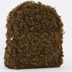 Olive Fuzzy Faux Fur Teddy Bear Mini Backpack